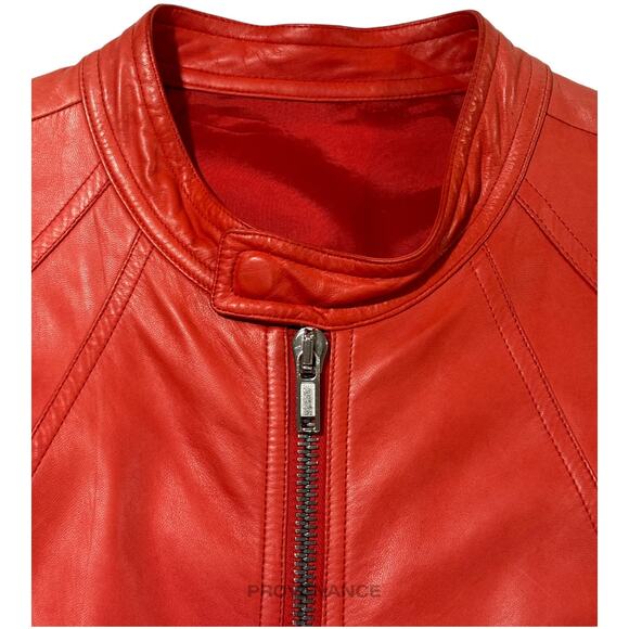 🔴 Rick Owens Walrus Intarsia Leather Jacket - 50 Red - Picture 6 of 16